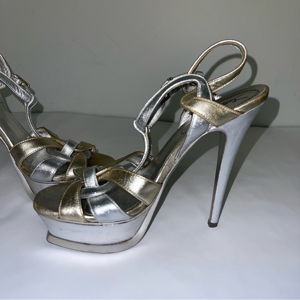 Yves Saint Laurent Silver and Gold Heels